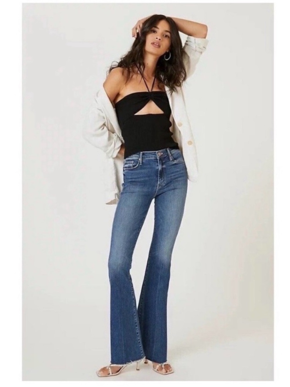 MOTHER The Weekender Fray Walking On Coals in Blue Size 29